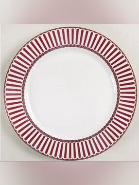 RARE Grace's Teaware 8" Red & Gold Stripe Ceramic Salad Plate Set Of 4